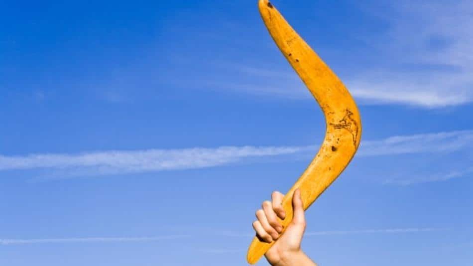 Boomerang in front of a blue sky