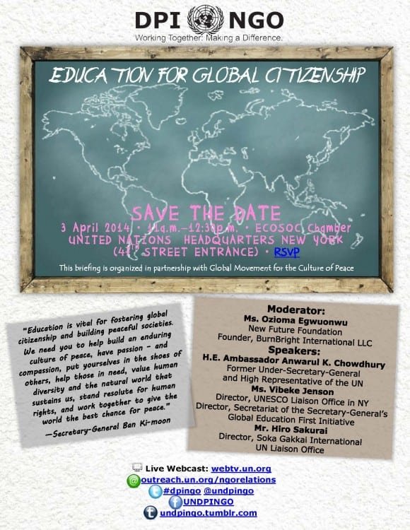 Save the Date Education for Global Citizenship_3 April 2014